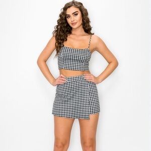 Black and White Checkered Skort Set